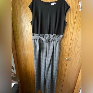 Elle Black and Gray Checkered Jumpsuit